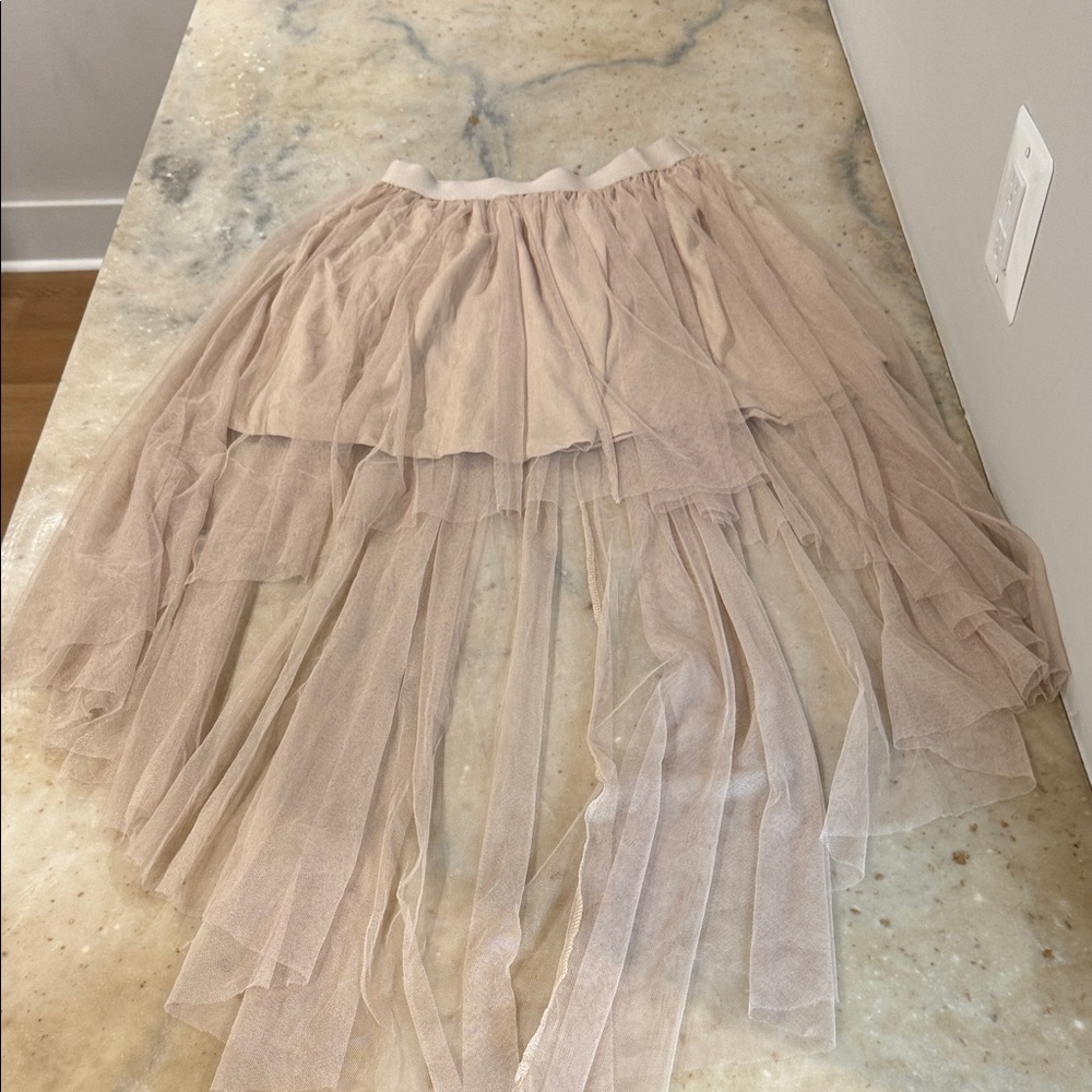 Charlotte Russe Beige High-Low Tulle Skirt